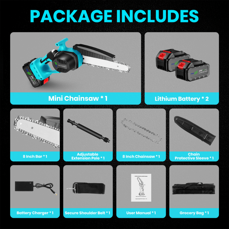 2 in 1 Cordless 8 inch Chainsaw with Pole Saw