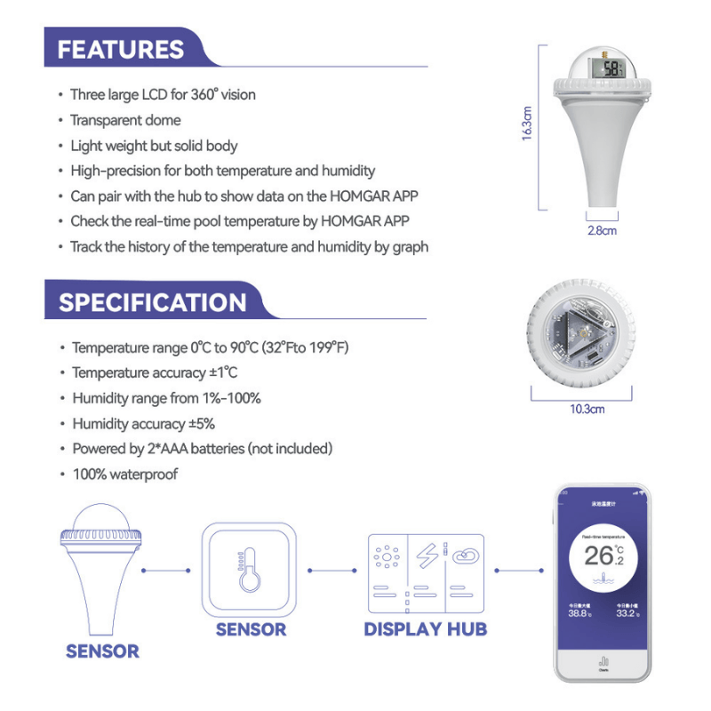Wireless Pool Thermometer With Digital Floating