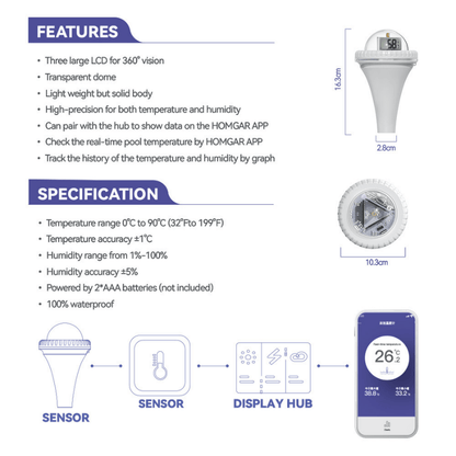Wireless Pool Thermometer With Digital Floating