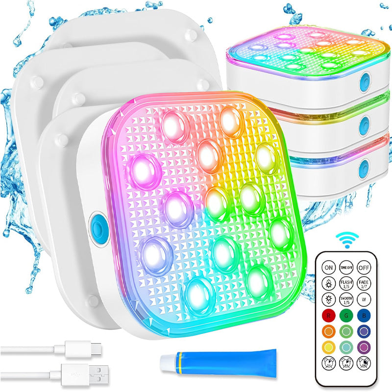 Submersible LED Pool Lights with Remote Control(4 Pack)