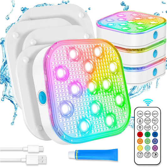 Submersible LED Pool Lights with Remote Control(4 Pack)