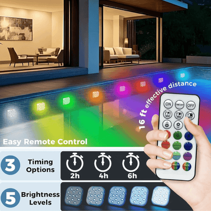 Submersible LED Pool Lights with Remote Control(4 Pack)